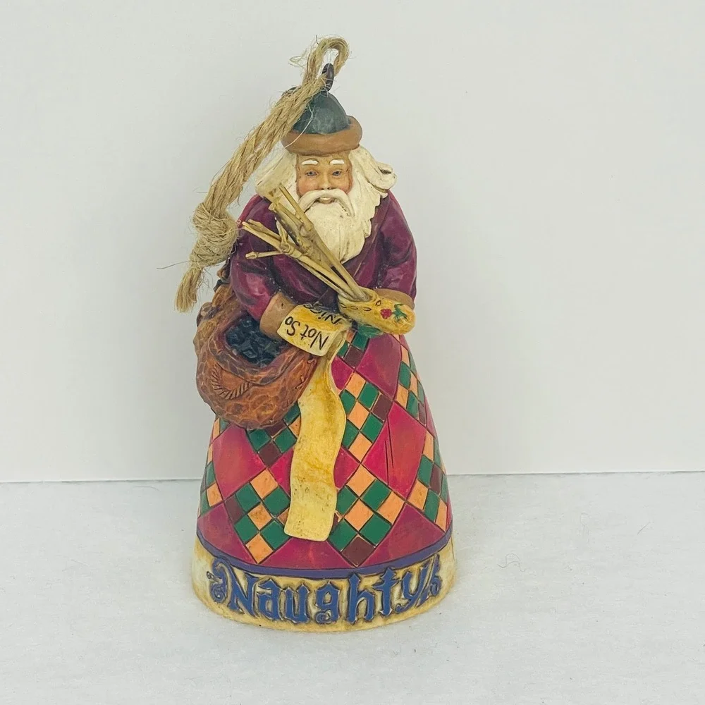 Jim Shore Heartwood Creek Naughty Nice Santa Ornament 2006 Red Green 4.5in